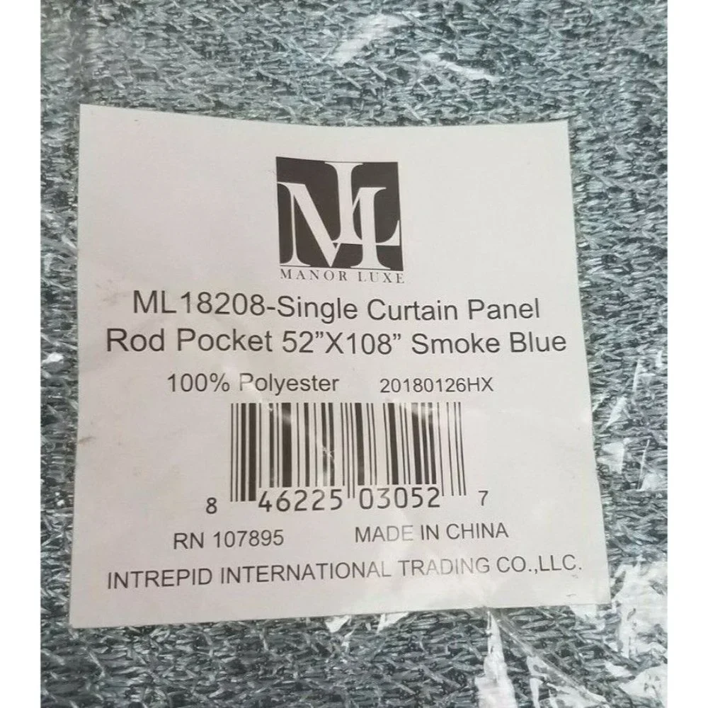 Manor Luxe La Rosa Semi Sheer Metallic Smoke Blue Panels(2) 52x108 Rod Pocket